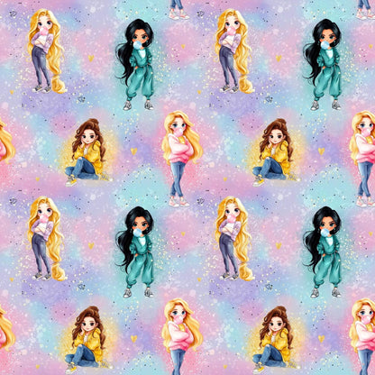 „Baumwollstoff mit Freundschaftsmotiv – Meterware für kreative Nähideen“