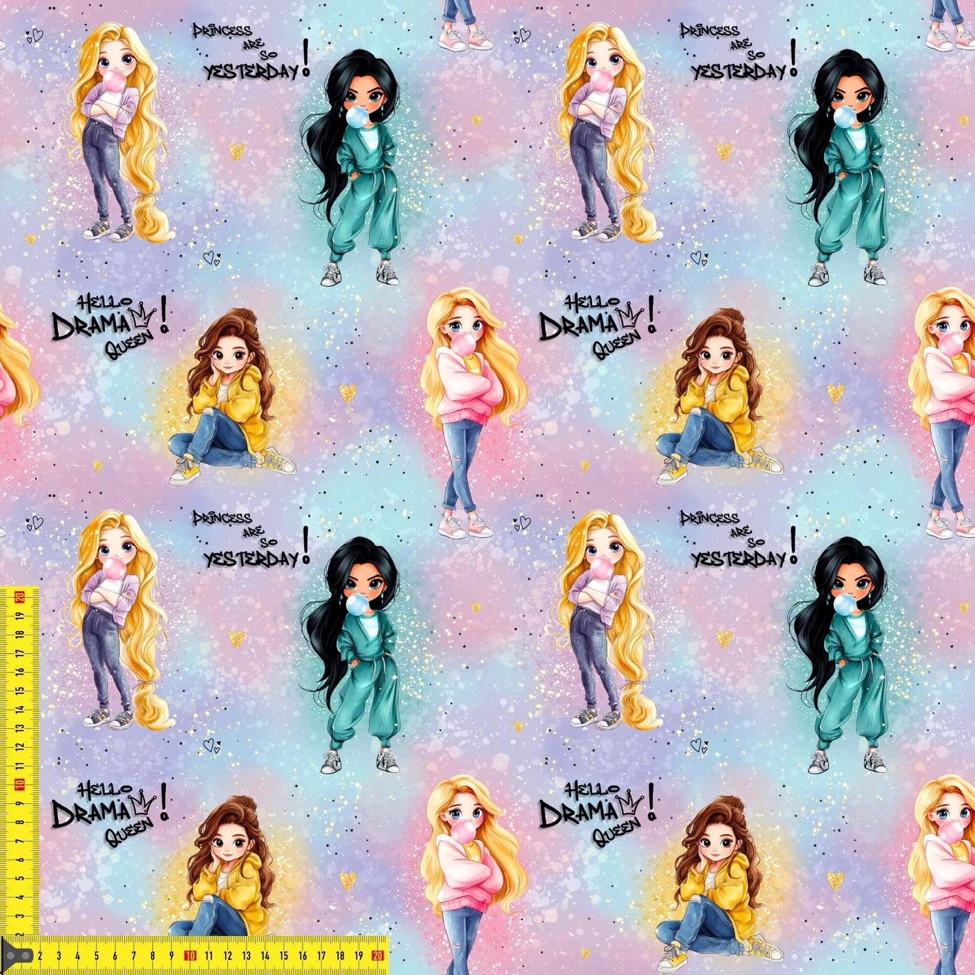 „Baumwollstoff mit Popkultur-Design – Meterware für kreative Nähideen“