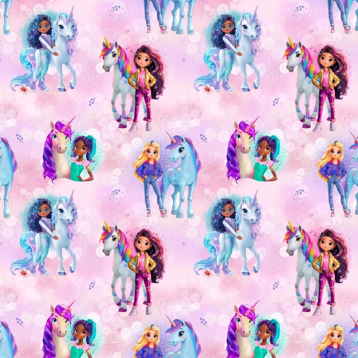 „Baumwollstoff mit Maedchen und Einhorn – Meterware fuer kreative Nähideen“