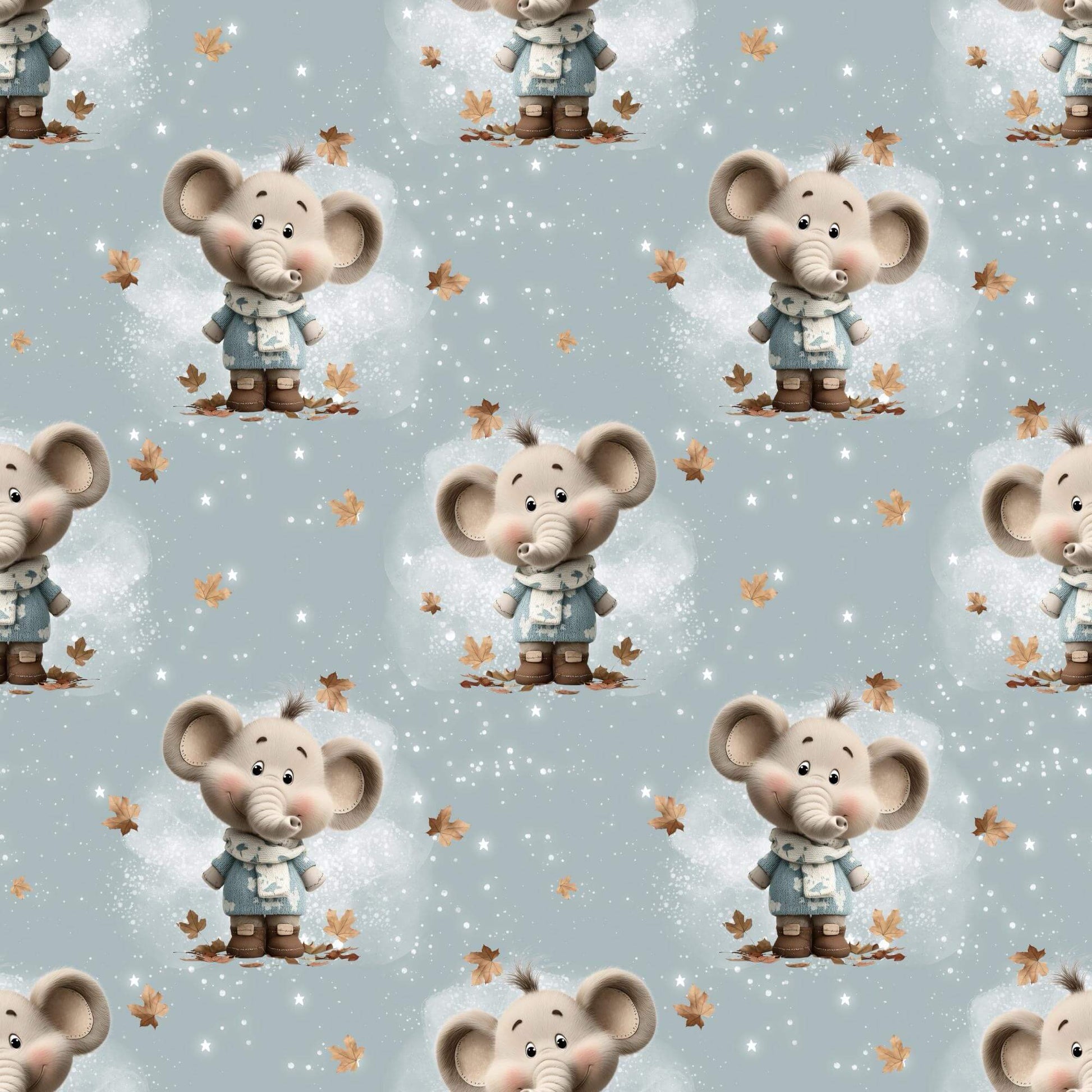 „Baumwollstoff mit Elefant und Blaettern – Meterware fuer kreative Nähideen“