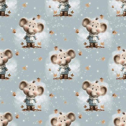 „Baumwollstoff mit Elefant und Blaettern – Meterware fuer kreative Nähideen“