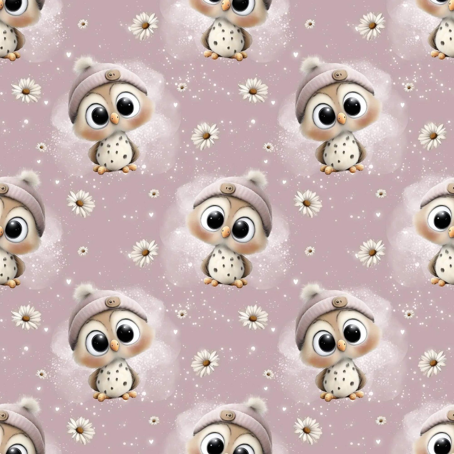 „Baumwollstoff mit Eulenstruktur – Meterware für kreative Nähprojekte“