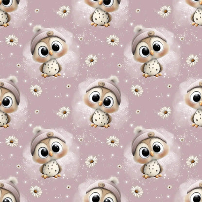 „Baumwollstoff mit Eulenstruktur – Meterware für kreative Nähprojekte“