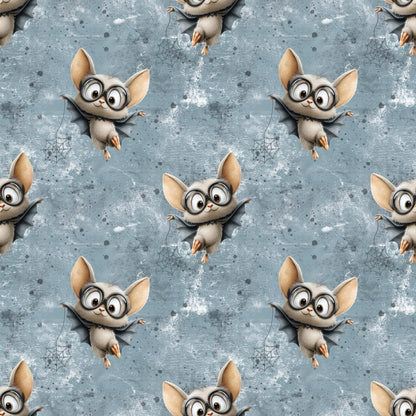 „Baumwollstoff mit Fledermaus und Glitzer – Meterware fuer kreative Nähideen“