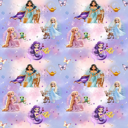 „Baumwollstoff mit Prinzessinnen und Sternen – Meterware fuer kreative Nähideen“