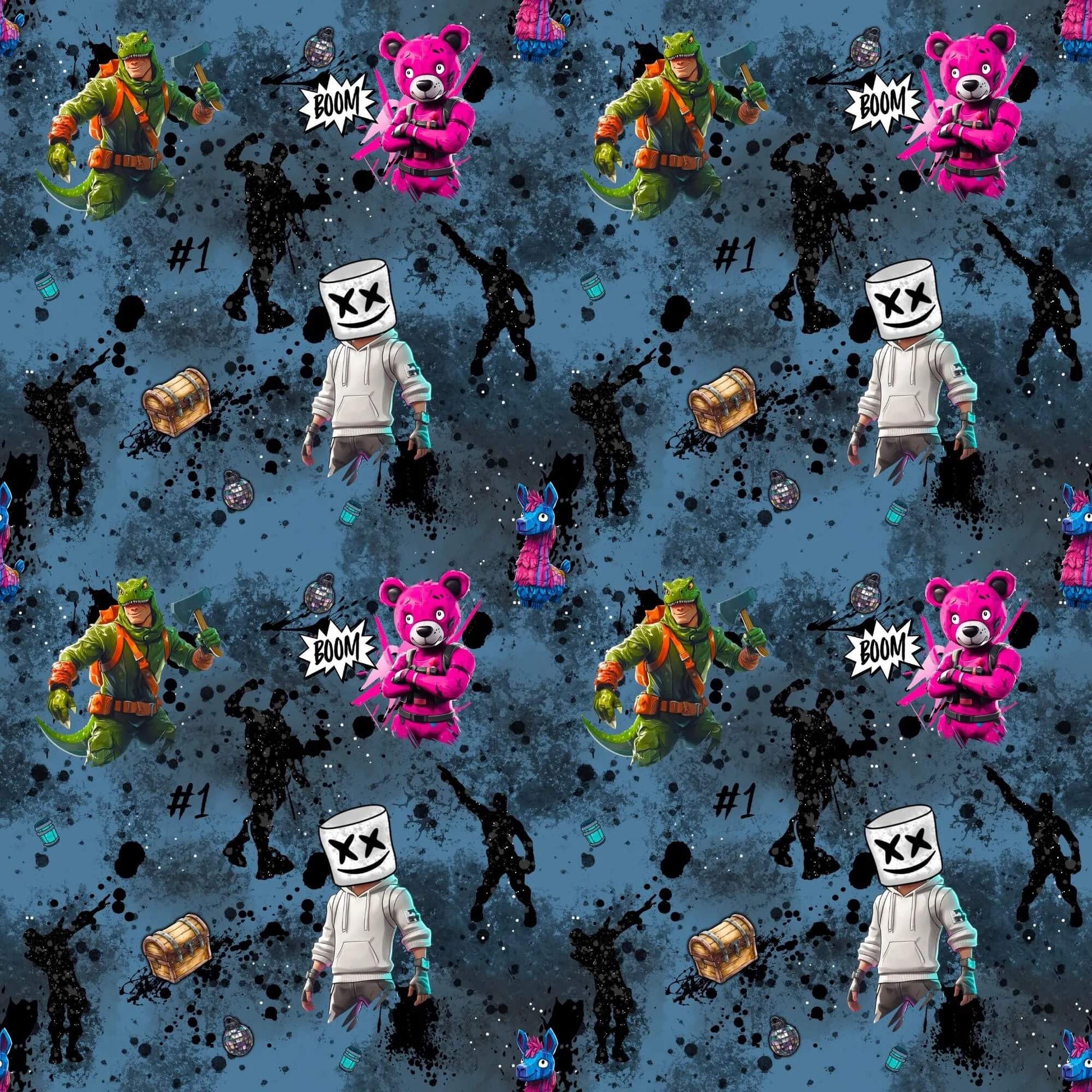 „Baumwollstoff mit Gaming Icons – Meterware fuer kreative Nähideen“