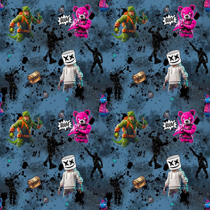 „Baumwollstoff mit Gaming Icons – Meterware fuer kreative Nähideen“