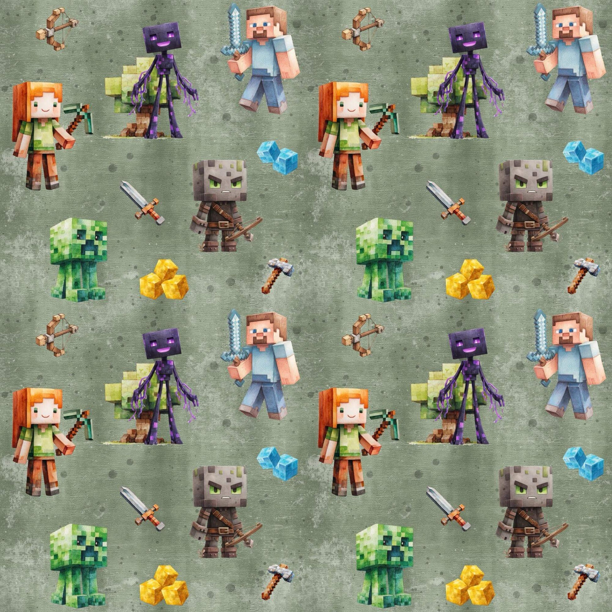 „Baumwollstoff mit Gamingdesign – Meterware für kreative Nähideen“