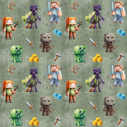 „Baumwollstoff mit Gamingdesign – Meterware für kreative Nähideen“