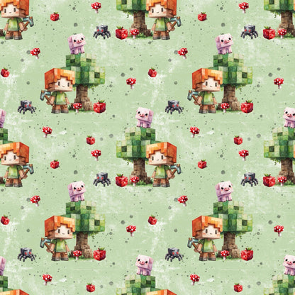 „Baumwollstoff mit Gamingdesign – Meterware für kreative Nähideen“