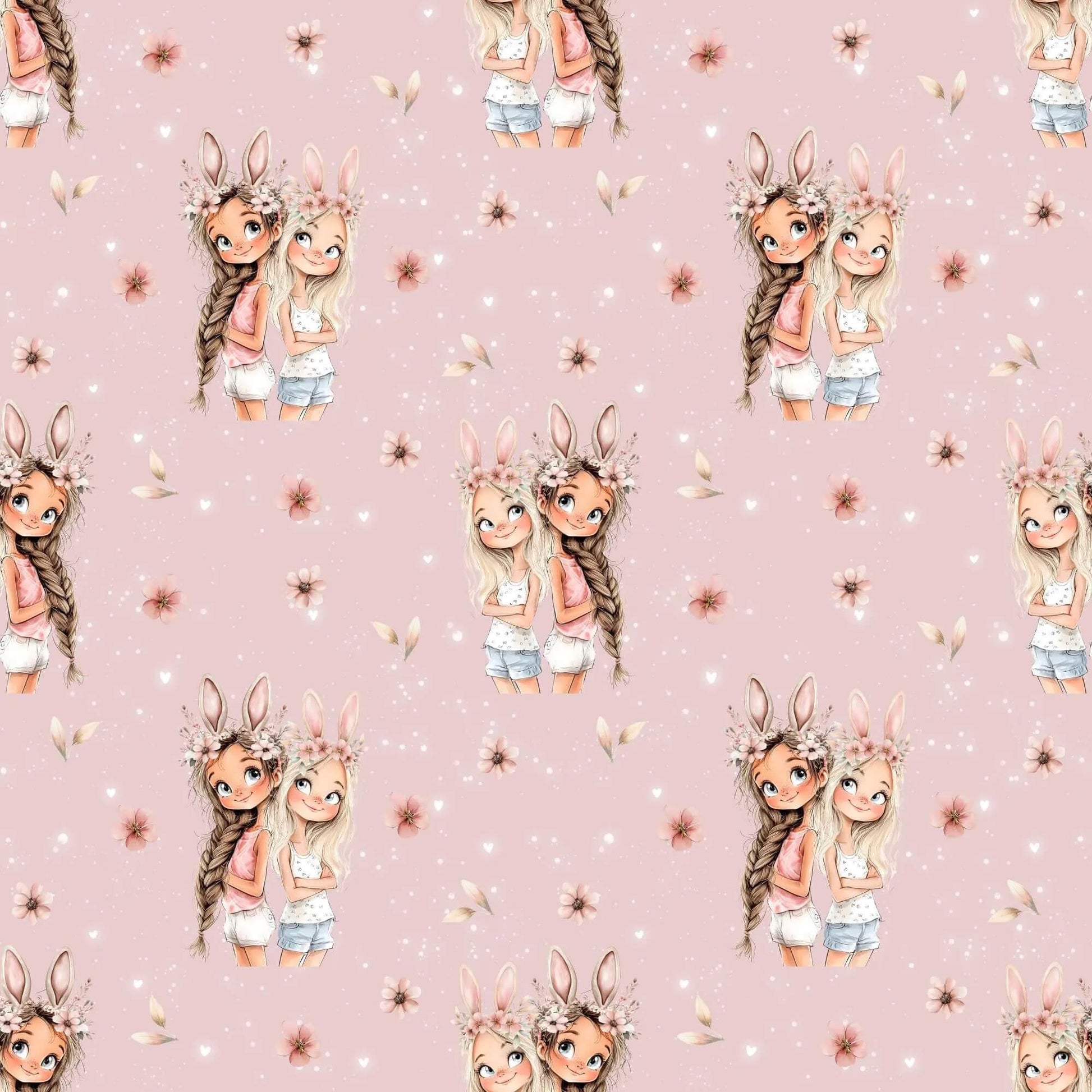 „Baumwollstoff mit Mädchenmotiv – Meterware für kreative Nähideen“