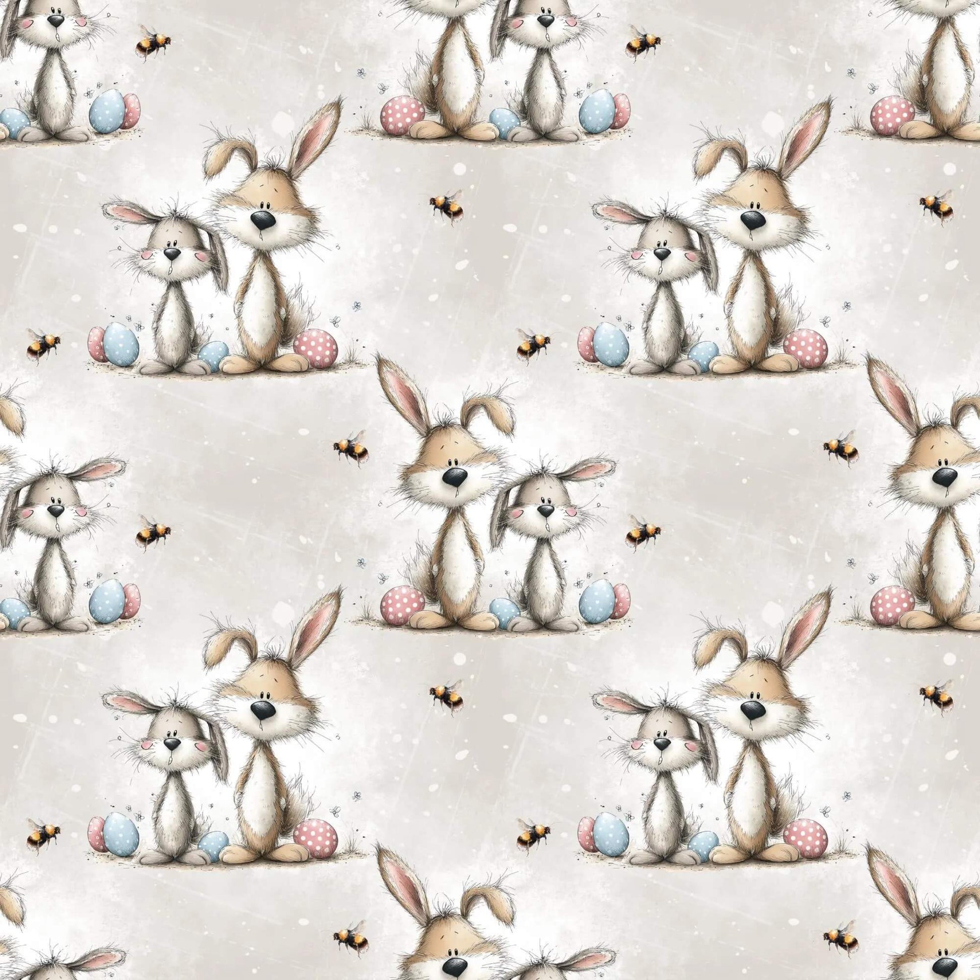 „Baumwollstoff mit Hasenfiguren – Meterware fuer kreative Nähideen“