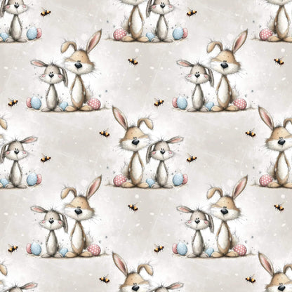„Baumwollstoff mit Hasenfiguren – Meterware fuer kreative Nähideen“