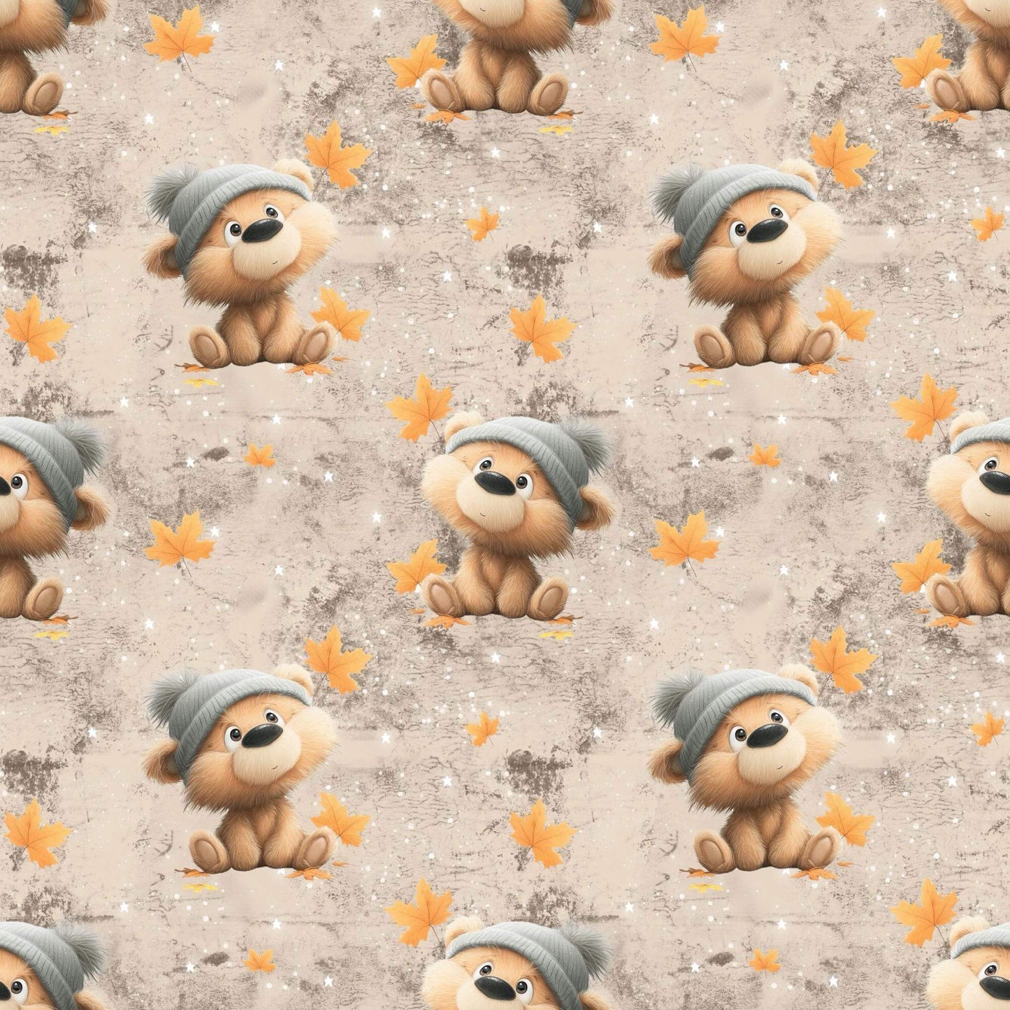 „Baumwollstoff mit Bär und Blättern – Meterware fuer kreative Nähideen“