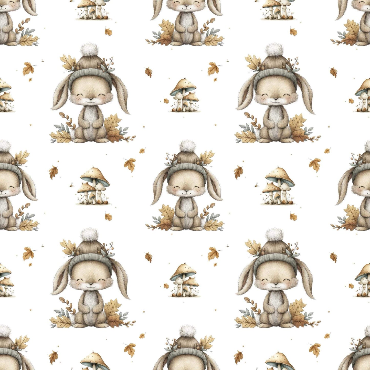 „Baumwollstoff mit Hase und Blaettern – Meterware fuer kreative Nähideen“