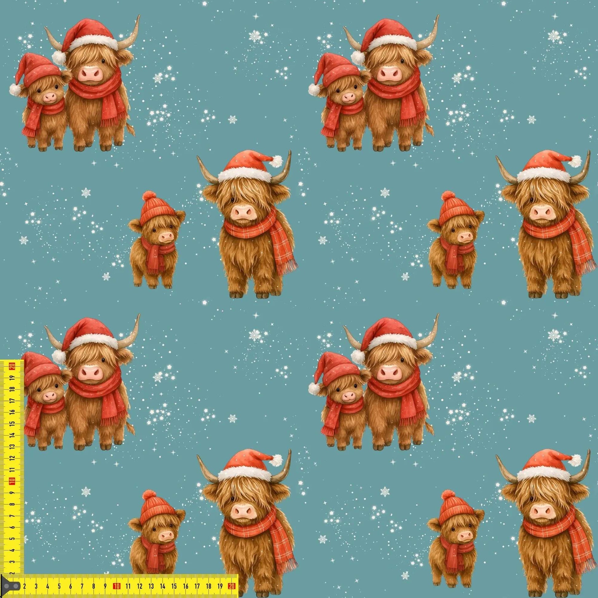 „Baumwollstoff mit Rind und Schnee – Meterware fuer kreative Nähideen“