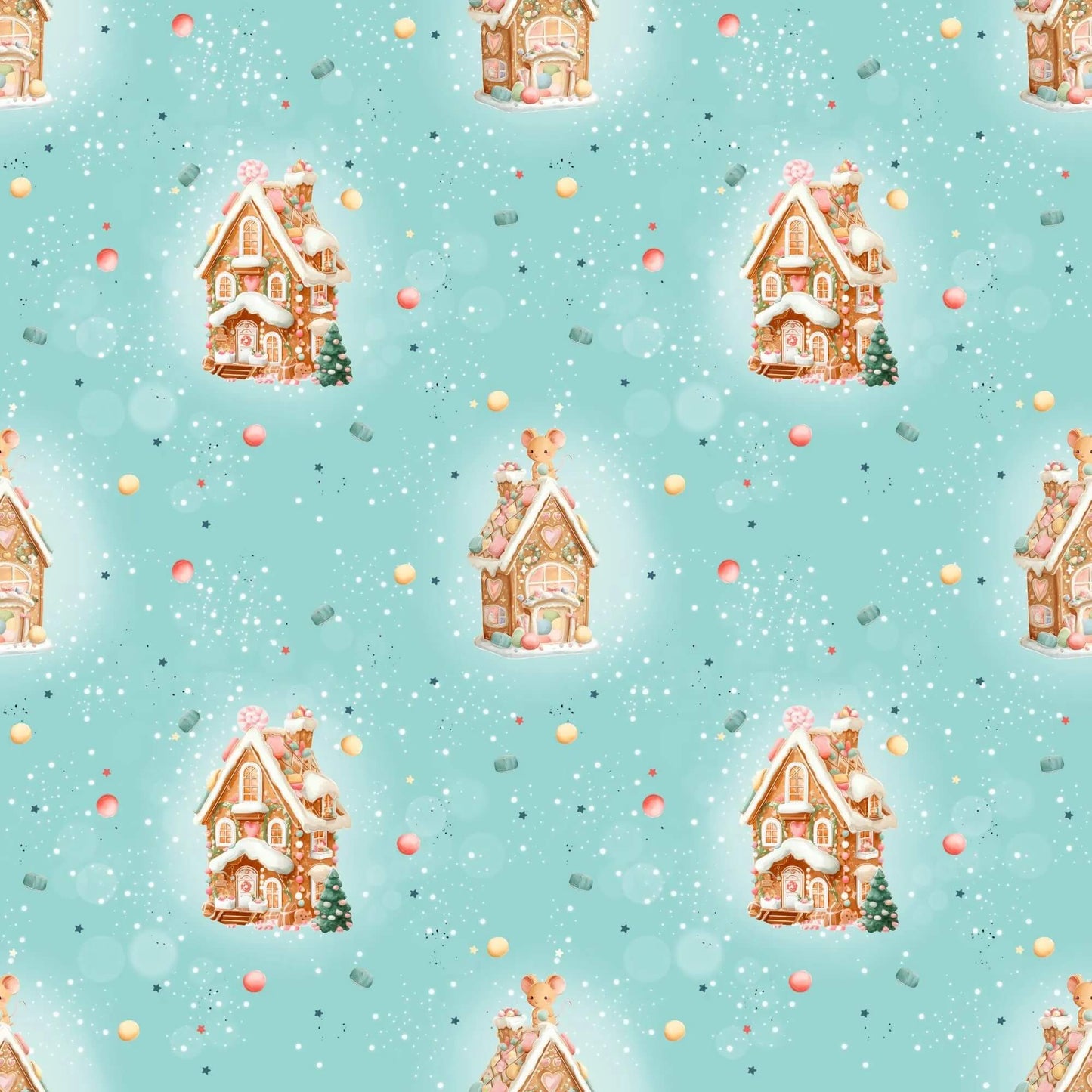 „Baumwollstoff mit Zuckerstangen & Schneeflocken – Meterware für kreative Nähideen“