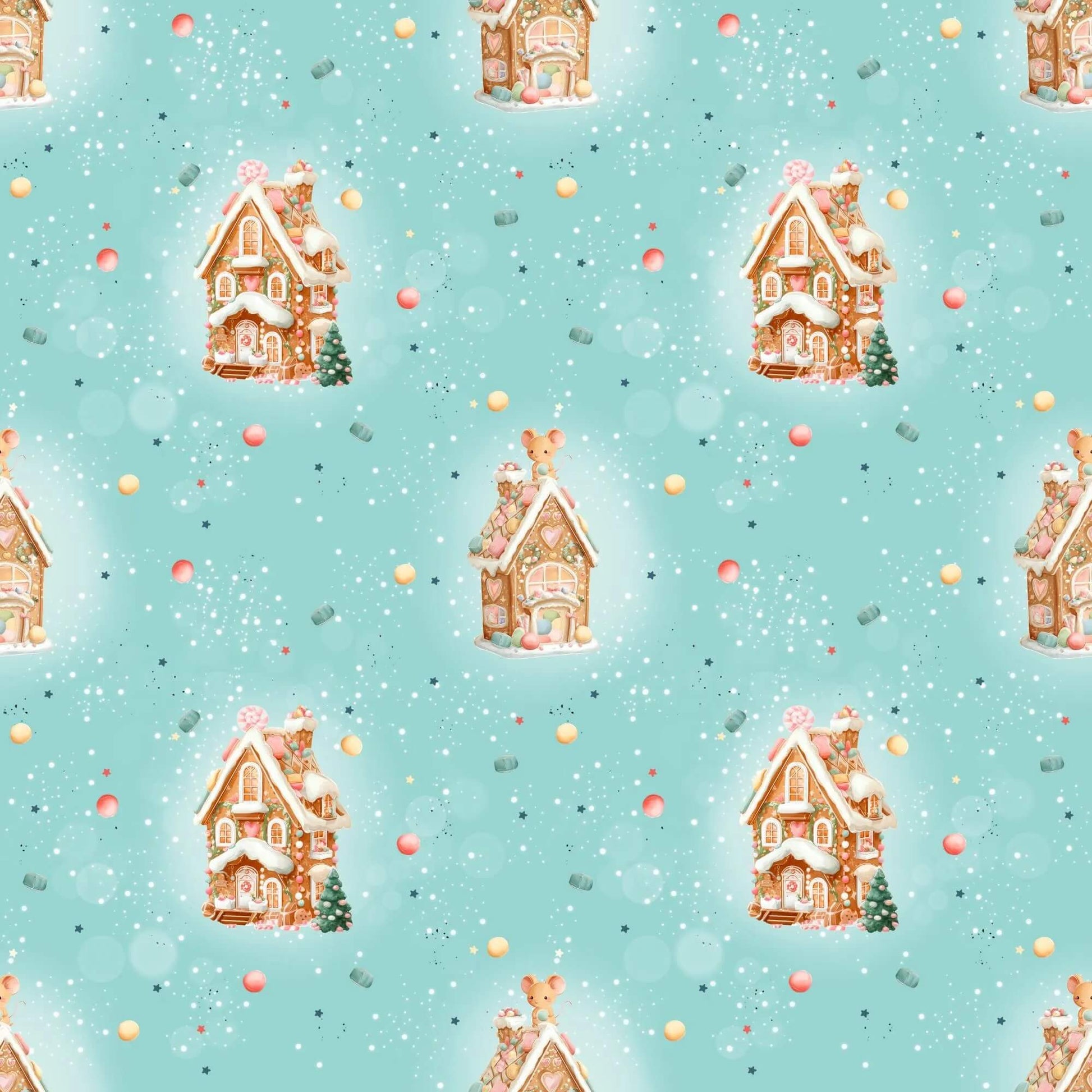 „Baumwollstoff mit Zuckerstangen & Schneeflocken – Meterware für kreative Nähideen“