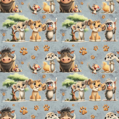 „Baumwollstoff mit Loewen und Pfoten – Meterware fuer kreative Nähideen“