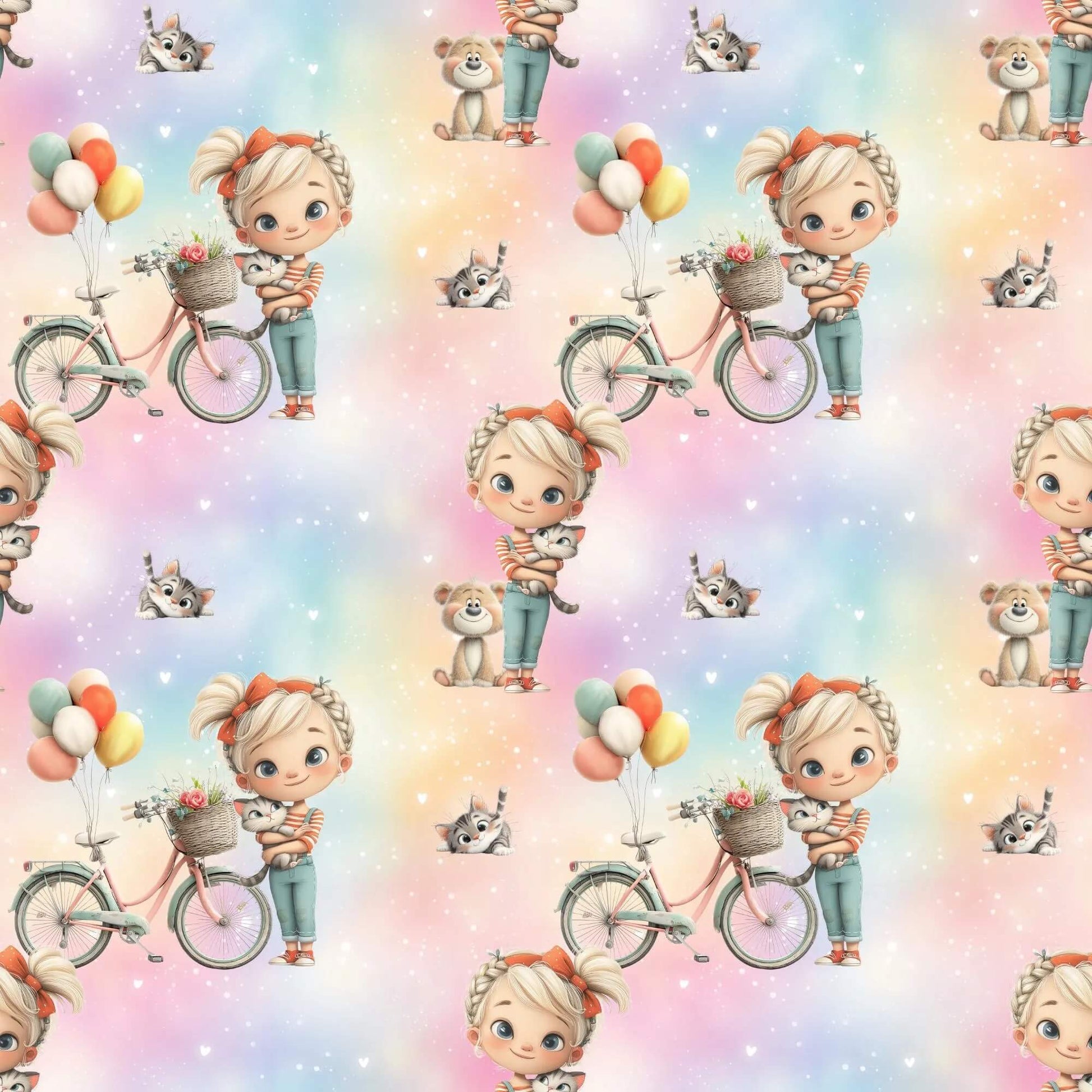 „Baumwollstoff mit Maedchenfigur – Meterware fuer kreative Nähideen“