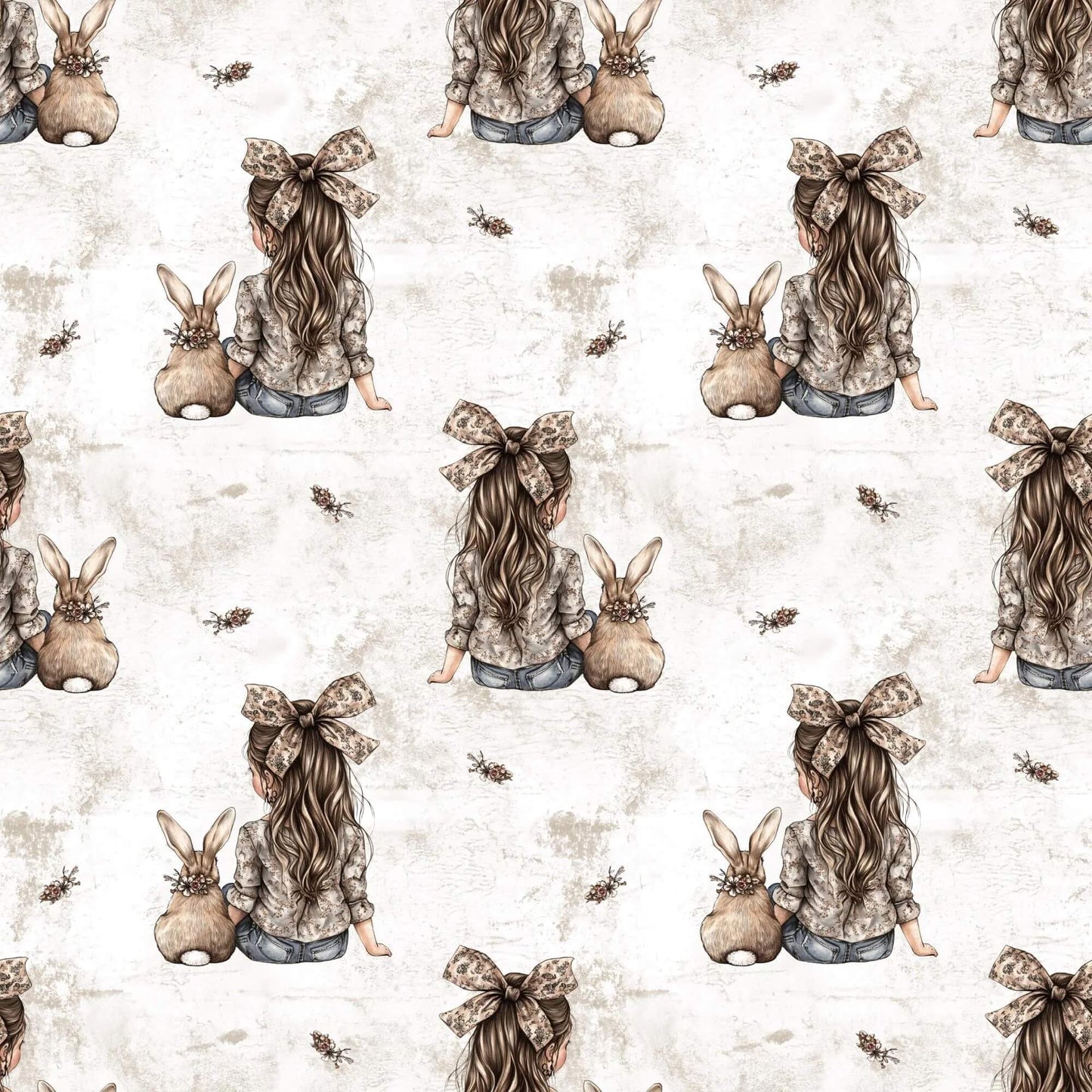 „Baumwollstoff mit Maedchen und Haeschen – Meterware fuer kreative Nähideen“