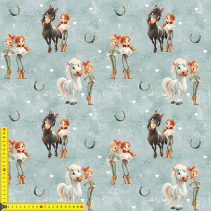 „Baumwollstoff mit Freundschaftsmotiv – Meterware für kreative Nähideen“