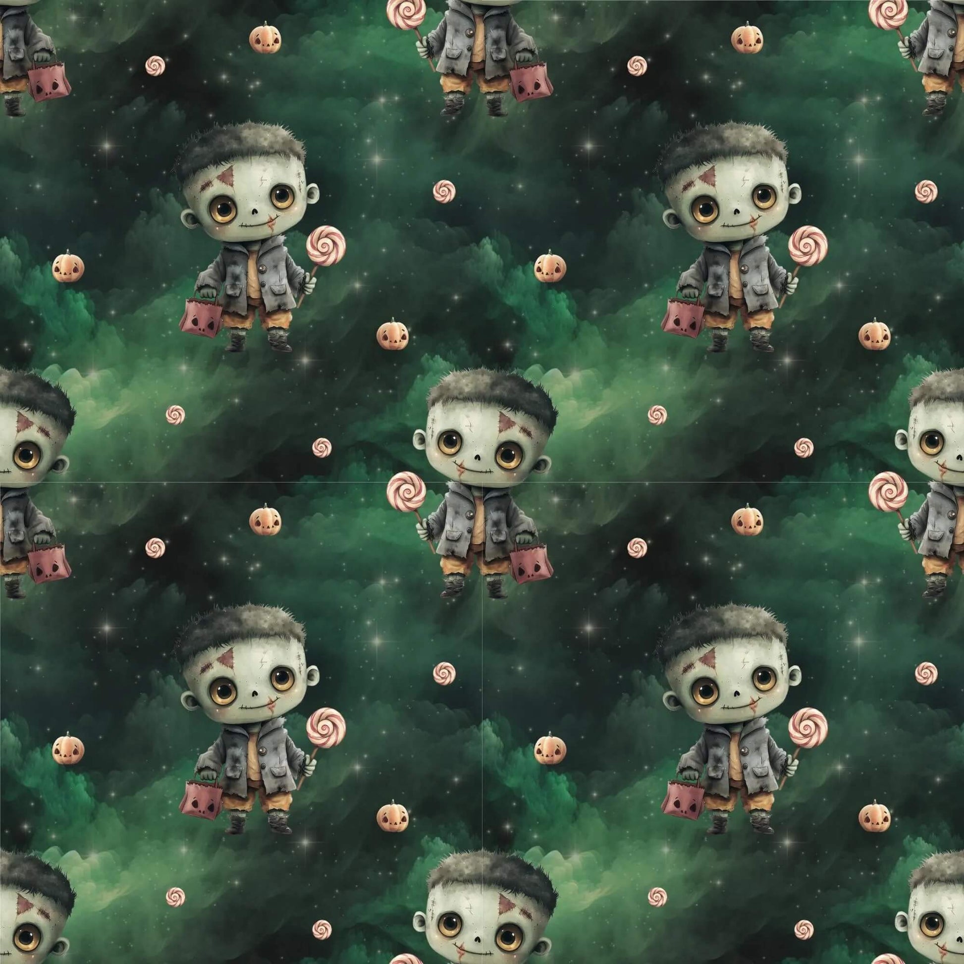 „Baumwollstoff mit Monster & Süßigkeiten – Meterware für kreative Nähideen“