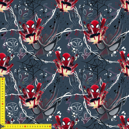 „Baumwollstoff mit Superheldenstruktur – Meterware für kreative Nähprojekte“