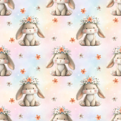 „Baumwollstoff mit Hasenfigur – Meterware fuer kreative Nähideen“