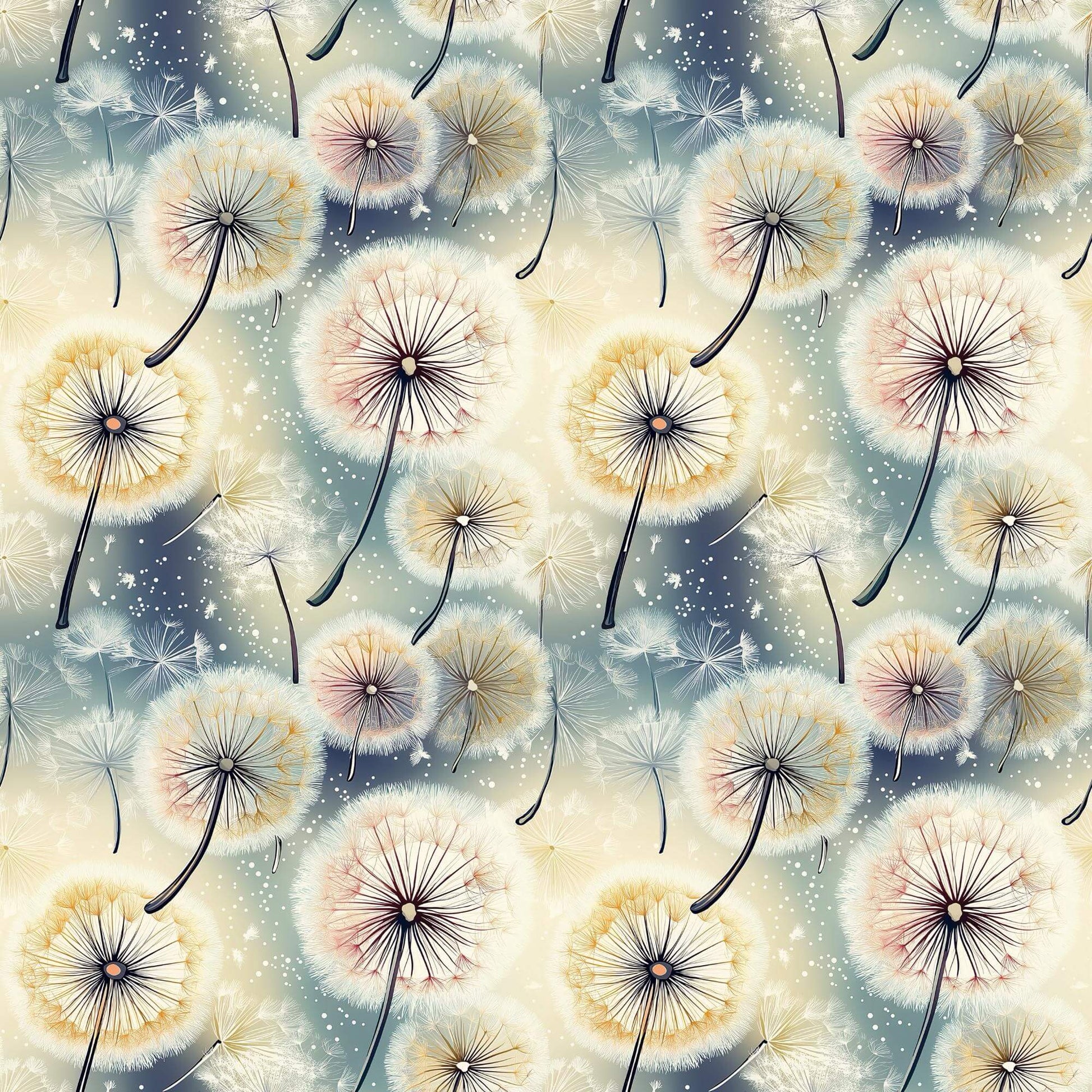 „Baumwollstoff mit Pusteblumen und Wind – Meterware fuer kreative Nähideen“