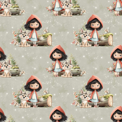 „Baumwollstoff mit Märchenfigur – Meterware für kreative Nähideen“