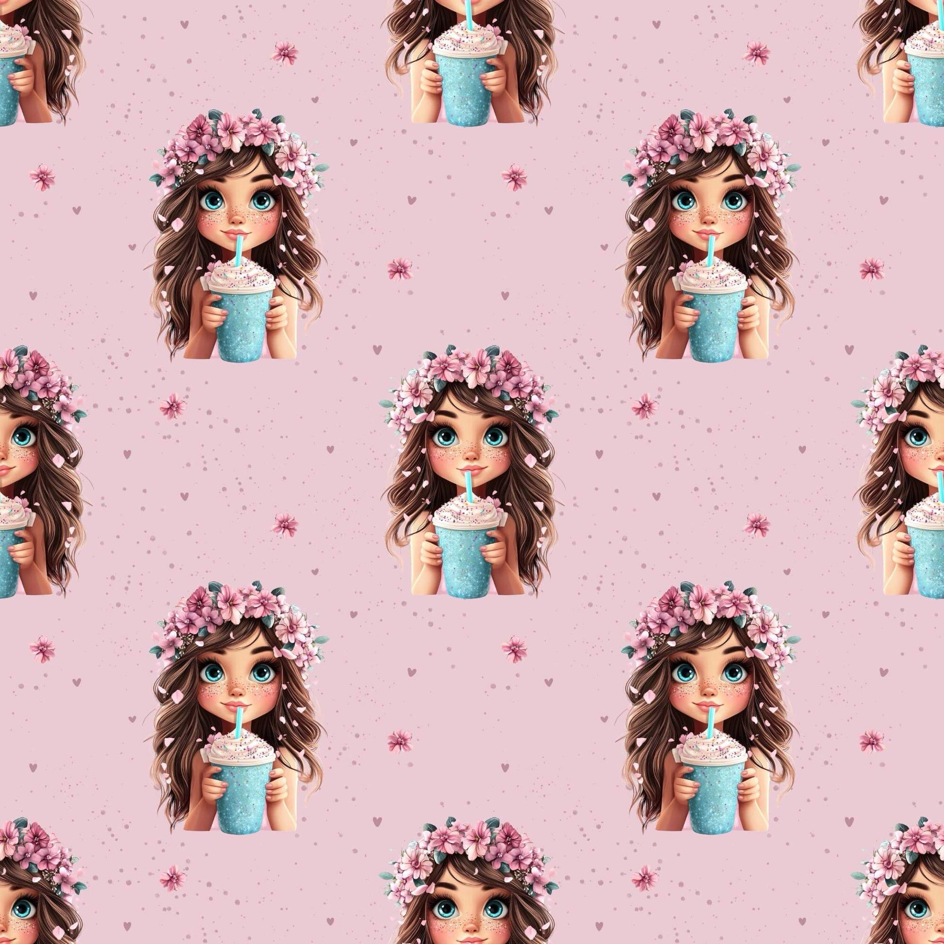 „Baumwollstoff mit Mädchenfigur – Meterware für kreative Nähideen“