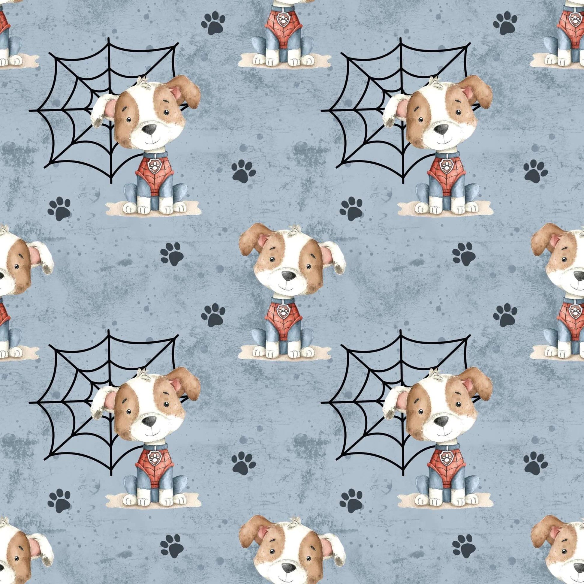 „Baumwollstoff mit Hund und Netz – Meterware fuer kreative Nähideen“