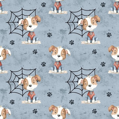 „Baumwollstoff mit Hund und Netz – Meterware fuer kreative Nähideen“