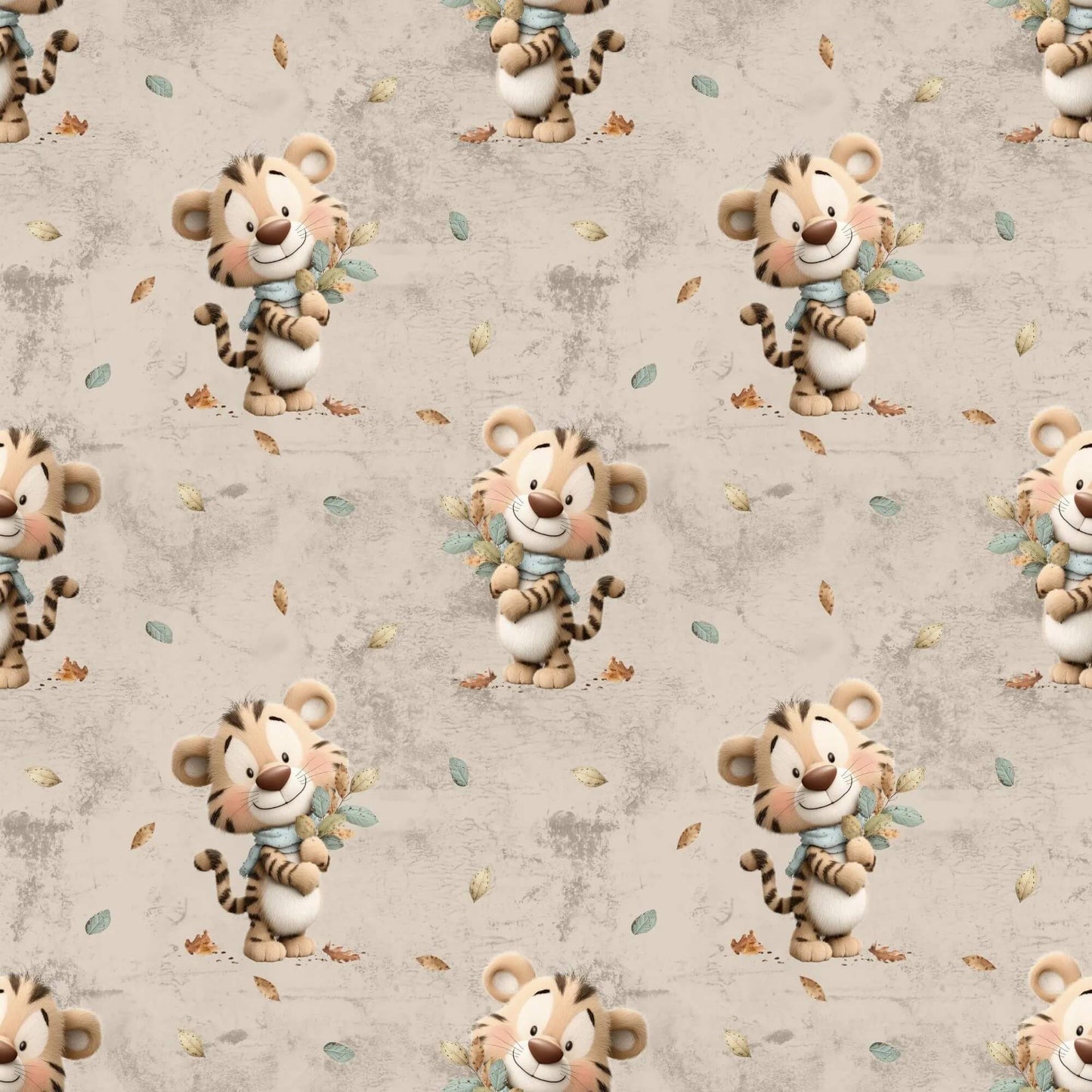 „Baumwollstoff mit Tiger und Blattern – Meterware fuer kreative Nähideen“