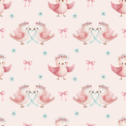 „Baumwollstoff mit Vogelmotiv – Meterware für kreative Nähideen“