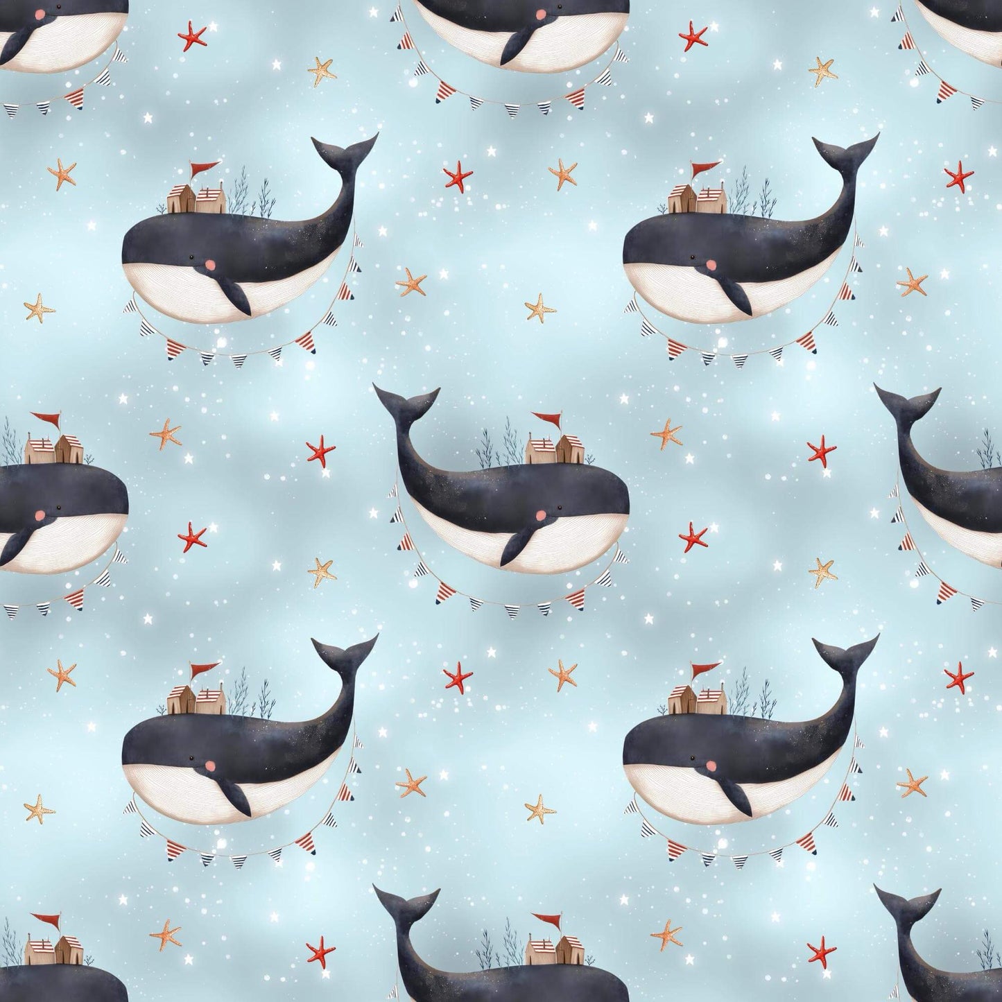 „Baumwollstoff mit Himmelsmotiv – Meterware für kreative Nähideen“