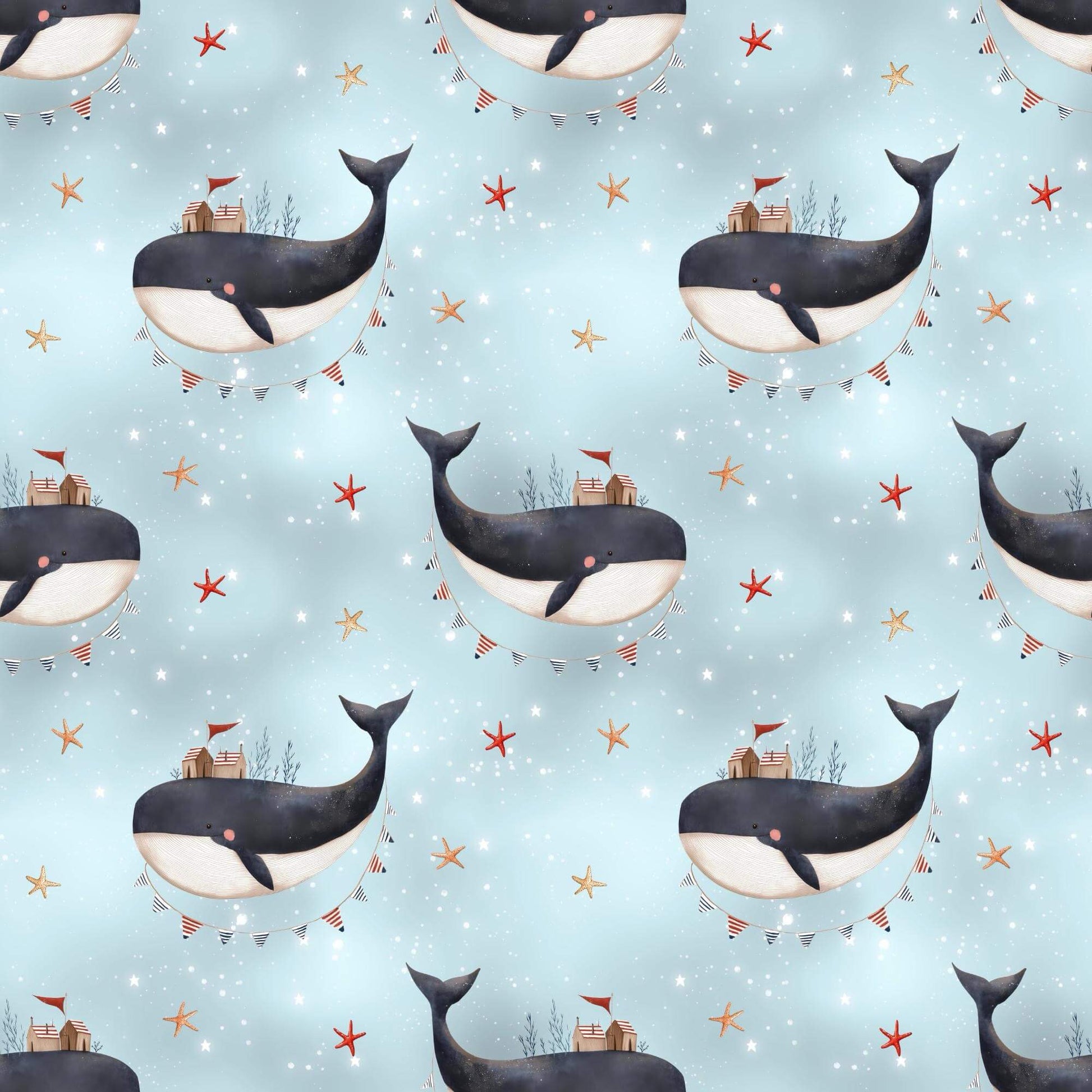 „Baumwollstoff mit Himmelsmotiv – Meterware für kreative Nähideen“