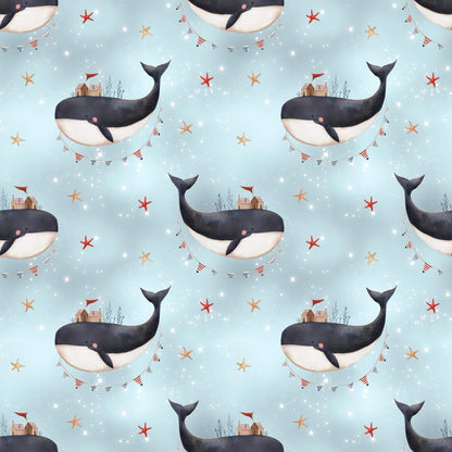 „Baumwollstoff mit Himmelsmotiv – Meterware für kreative Nähideen“