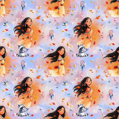 „Baumwollstoff mit Maedchen und Tieren – Meterware fuer kreative Nähideen“