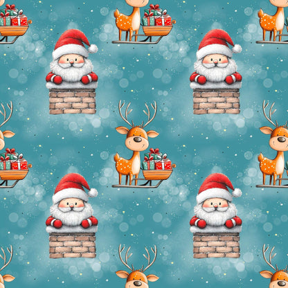 „Baumwollstoff mit Santa und Sternen – Meterware fuer kreative Nähideen“
