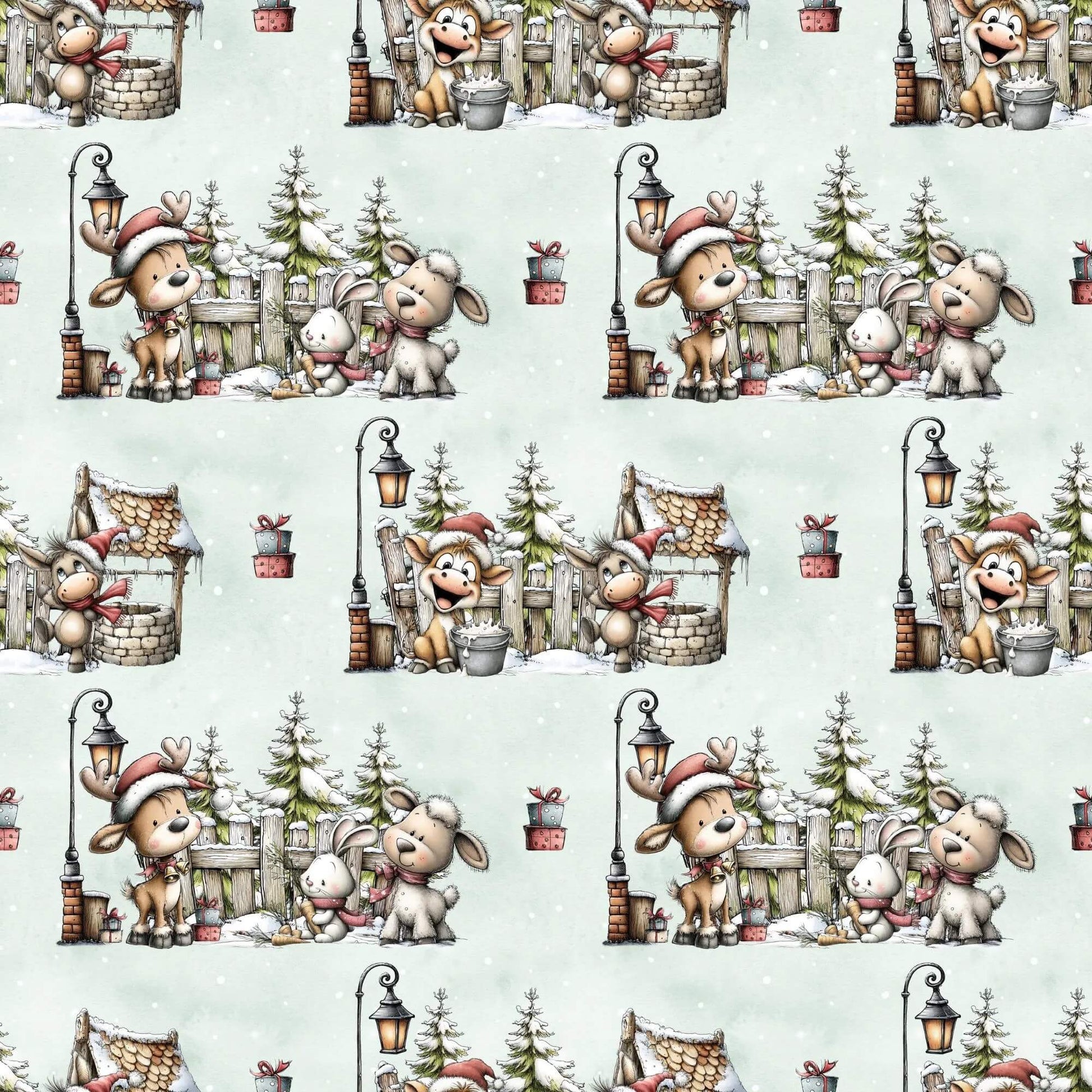 „Baumwollstoff mit Reh und Hase – Meterware fuer kreative Nähideen“