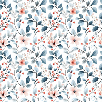 „Baumwollstoff mit Beeren und Blaettern – Meterware fuer kreative Nähideen“