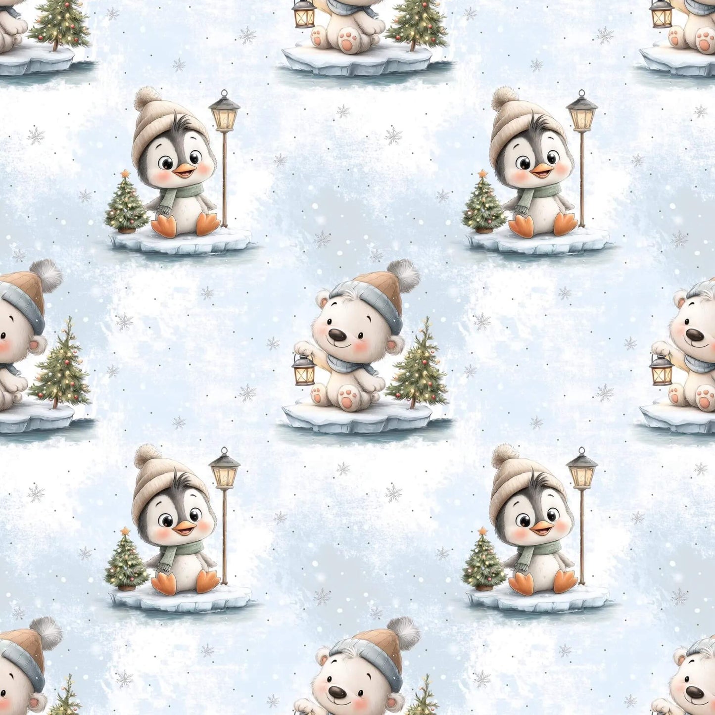 „Baumwollstoff mit Winterfreunde Design – Meterware fuer kreative Nähideen“