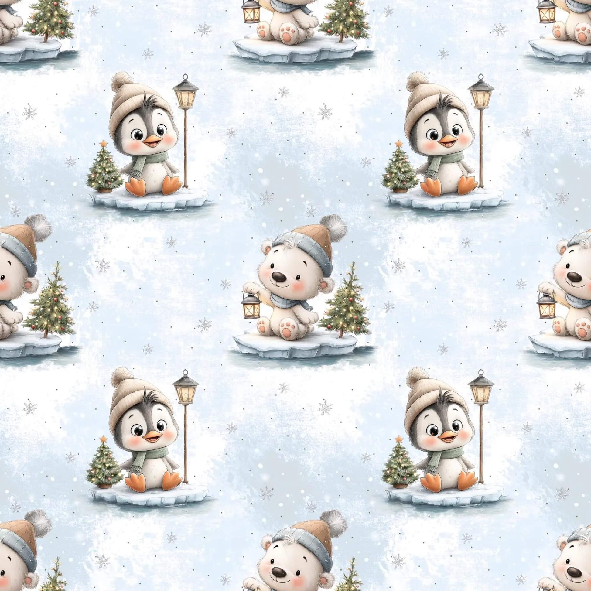 „Baumwollstoff mit Winterfreunde Design – Meterware fuer kreative Nähideen“