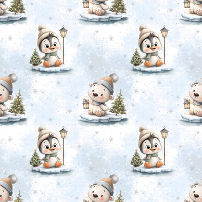 „Baumwollstoff mit Winterfreunde Design – Meterware fuer kreative Nähideen“