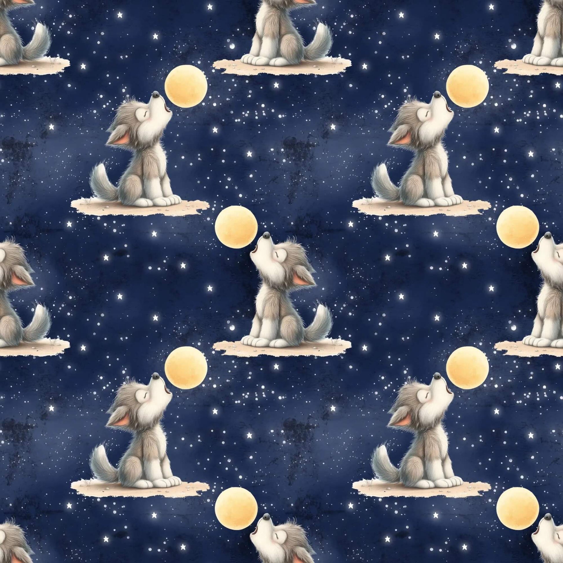 „Baumwollstoff mit Mondmotiv – Meterware für kreative Nähideen“