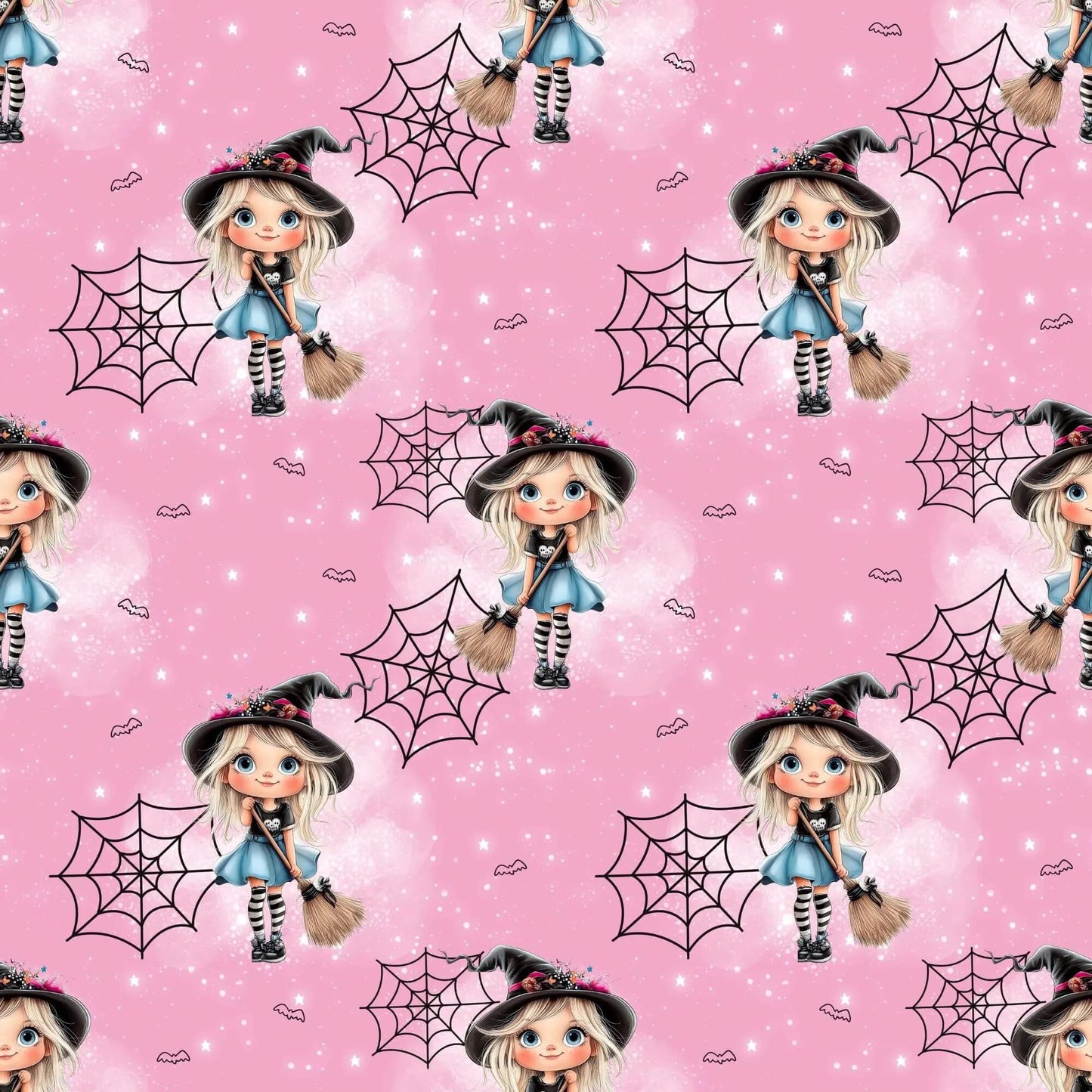 „Baumwollstoff mit Hexe und Sternen – Meterware fuer kreative Nähideen“