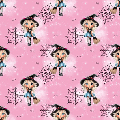 „Baumwollstoff mit Hexe und Sternen – Meterware fuer kreative Nähideen“