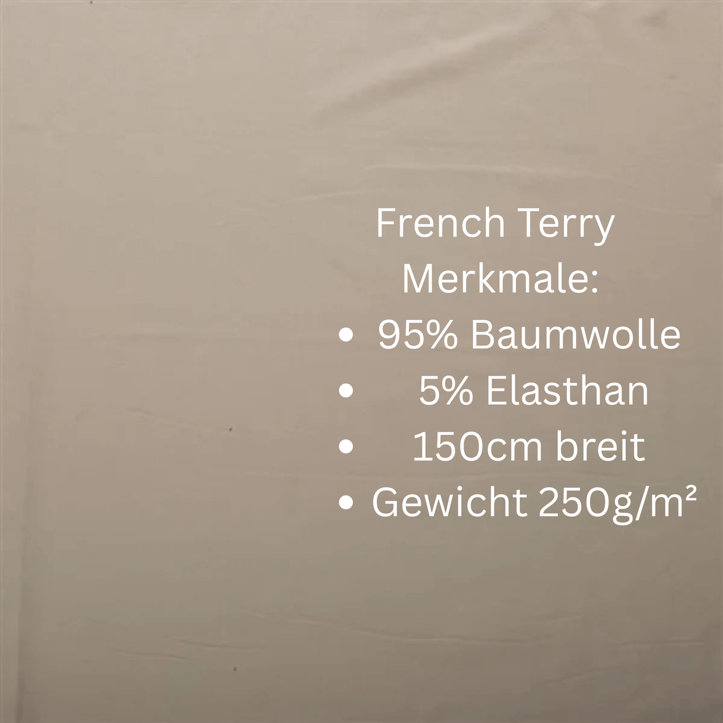 OEKO TEX 100 French Terry Meterware in Beige – 0,5m Sweatstoff für DIY Kleidung
